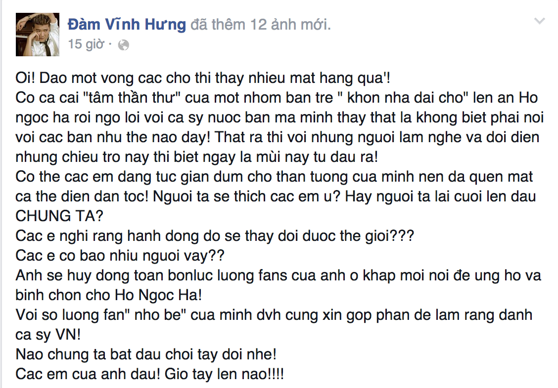 
	
	Mr.Đàm công khai “tuyên chiến" với một bộ phận anti-fan và kêu gọi fans của anh ủng hộ Hà Hồ - Tin sao Viet - Tin tuc sao Viet - Scandal sao Viet - Tin tuc cua Sao - Tin cua Sao